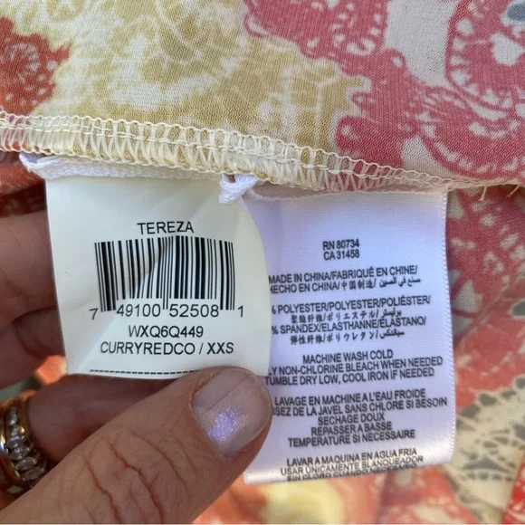 BCBGMaxAzria Y2K Women's Red and Cream Midi Dress size XXS - Picture 10 of 10